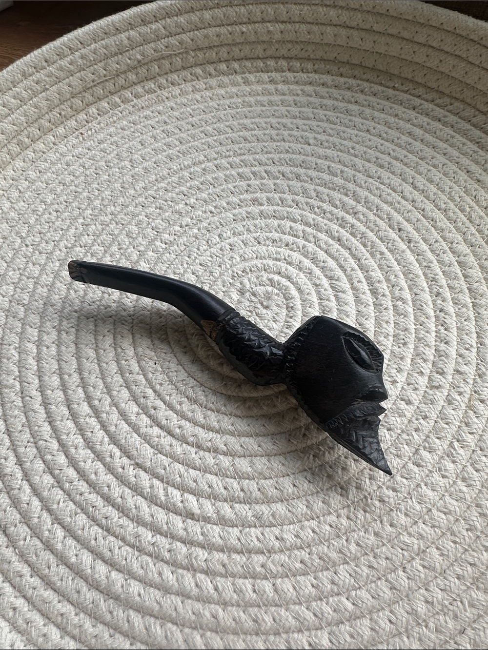 Vintage Hand-Carved Namibian Wooden Pipe - African Folk Art Collectible